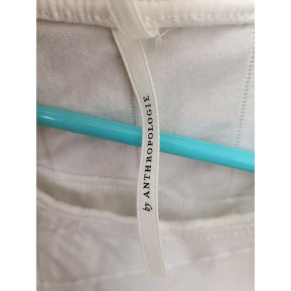By Anthropologie White Ribbed Sleeveless Scoop Neck Tank Top Medium - Picture 9 of 9